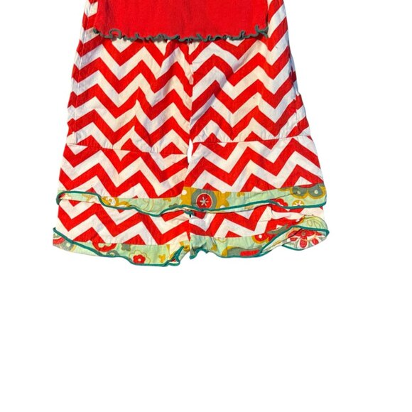 Christmas Tree Chevron Ruffle Dress By Ann Loren Size 12-18 Months Red & Green - Picture 4 of 6